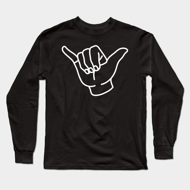 Shaka Minimal Cool Hand Sign for Surfing Culture Long Sleeve T-Shirt by mangobanana